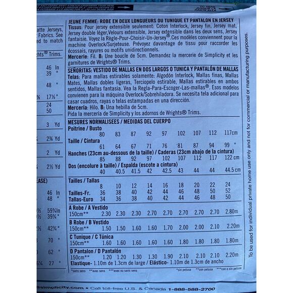 Simplicity sewing pattern 2369 surplice dress tunic pants - Picture 5 of 5